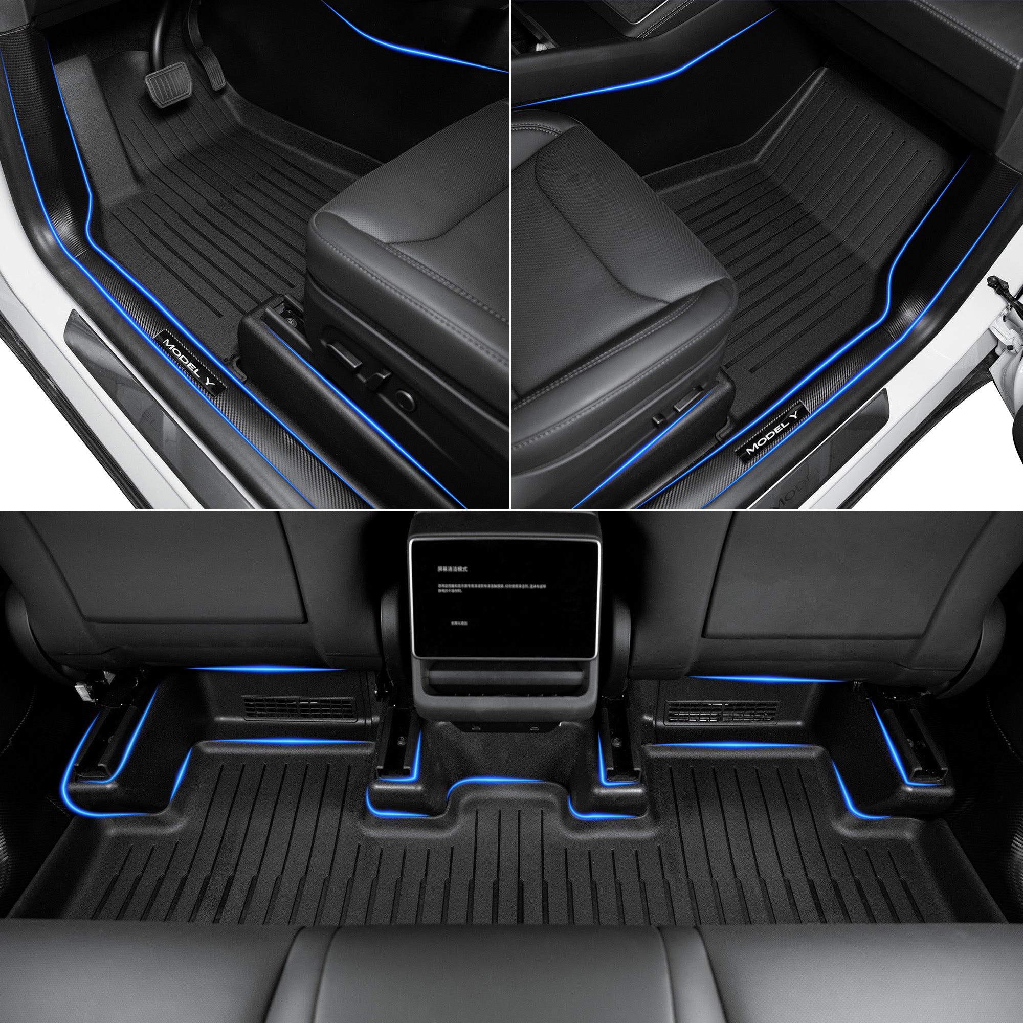 Tesla Model Y Silver Floor Mats & Accessories Kit