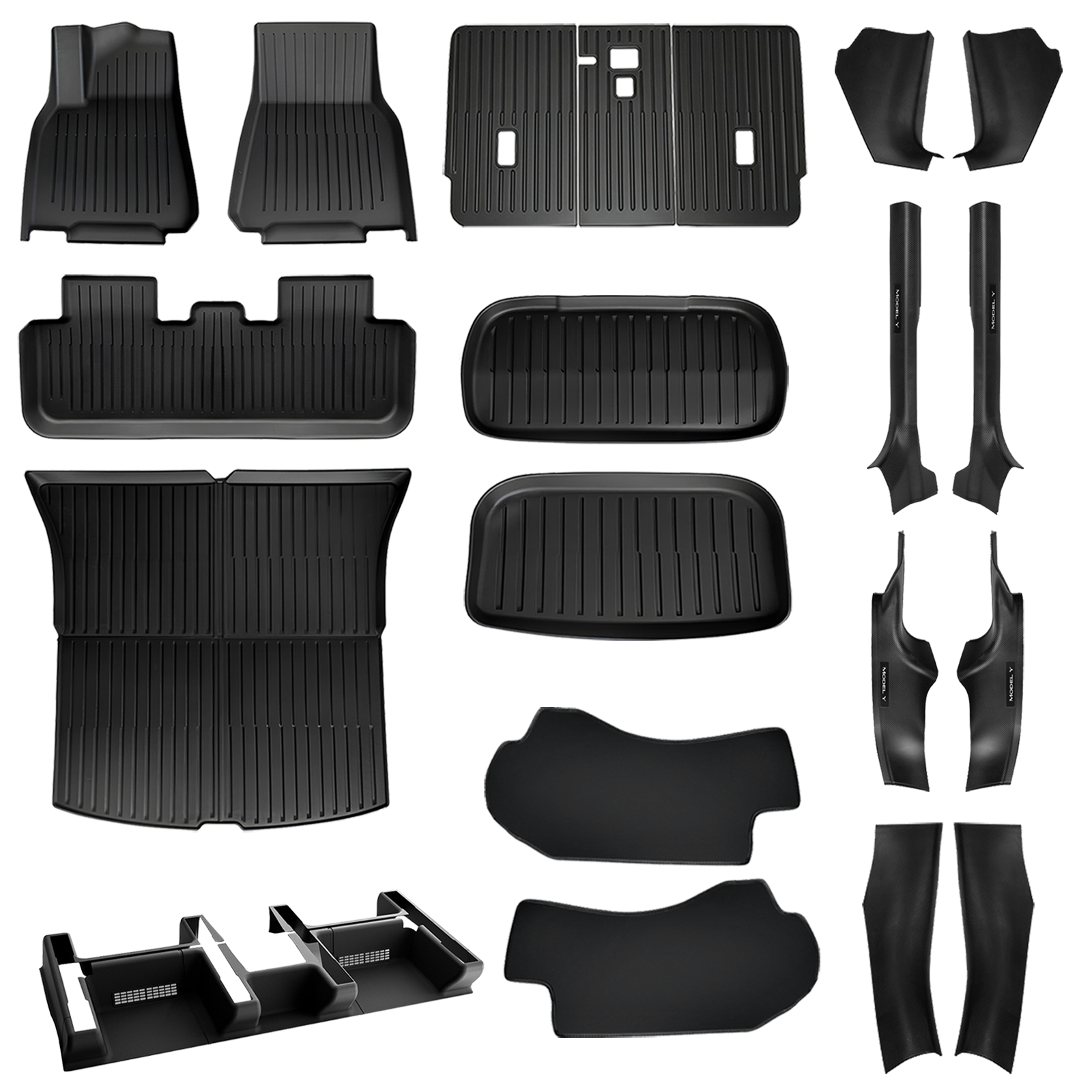 Tesla Model Y Silver Floor Mats & Accessories Kit